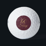 60 Sassy Burgundy Gold Glitter 60th Birthday Gift Golfballen<br><div class="desc">Vier het draaien van 60 in stijl met deze glamoureuze 60e verjaardag golfbal in Bourgondië en faux gold gliter. De woorden 60 en sassy zijn ingesteld met behulp van moderne typografie. Exclusief voor u ontworpen door Happy Dolphin Studio.</div>