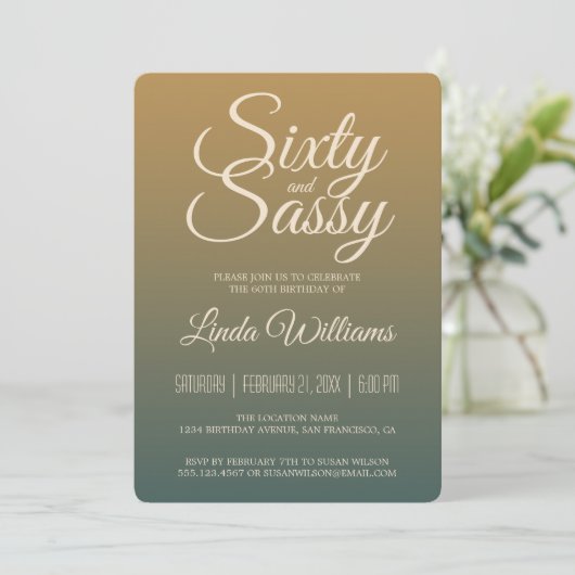 60 Sassy Gold Emerald Ombre 60e verjaardagsfeest Kaart (Staand voorkant)