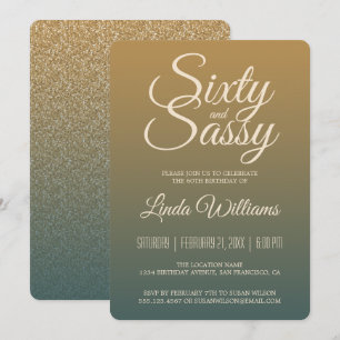 60 Sassy Gold Emerald Ombre 60e verjaardagsfeest Kaart