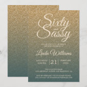 60 Sassy Gold Emerald Ombre 60e verjaardagsfeest Kaart (Voorkant / Achterkant)