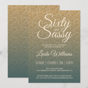 60 Sassy Gold Emerald Ombre 60e verjaardagsfeest Kaart
