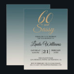 60 Sassy Gold Emerald Ombre 60e verjaardagsfeest Kaart<br><div class="desc">Vier het draaien van 60 in stijl met dit glamoureuze 60e verjaardagsontwerp in smaragdgroene ombre en faux gold glitter. De diepe smaragdgroene kleur vervaagt op een ivoren achtergrond. De woorden 60 en sassy zijn in faux gold glitter en ingesteld met behulp van moderne typografie. Een chique 60e verjaardag uitnodiging die...</div>
