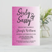 60 Sassy Hot Pink Glitter 60th Birthday Kaart (Staand voorkant)