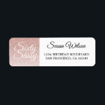 60 Sassy Pink Glitter 60th Birthday Return Address Etiket<br><div class="desc">Het vieren van 60-jarige stijl met dit moderne 60ste verjaardagsontwerp op een roze glitter ombre achtergrond, een chic 60ste verjaardagsaanduiding die je gewoon kunt personaliseren en uitzenden voor je elegante viering van je zestigste verjaardagsfeestje. De woorden zestig en assy worden geplaatst gebruikend modern manuscript. Neem contact met ons op via...</div>