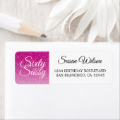 60 Sassy Roze Glitters 60e Verjaardag Retouradres Etiket (Insitu)