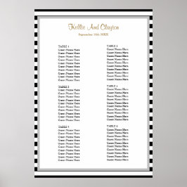 60 Schema voor een bruiloft met zwarte/witte strep Poster