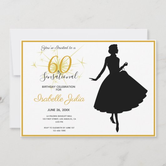 60 & SENSATIONAL 60th Birthday Invitation Kaart (Voorkant)