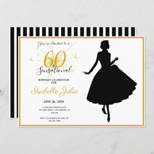 60 & SENSATIONAL 60th Birthday Invitation Kaart