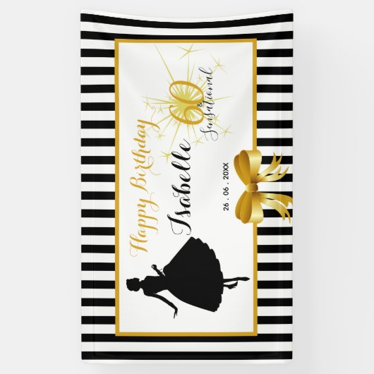 60 & SENSATIONAL Birthday Black/White horizontaal Spandoek (Verticaal)