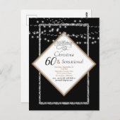 60 & Sensationele LIghts Birthday Party Invitation Briefkaart (Voorkant / Achterkant)