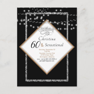 60 & Sensationele LIghts Birthday Party Invitation Briefkaart