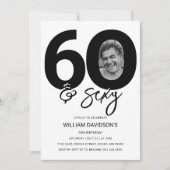 60 & Sexy Foto 60th Birthday Uitnodiging (Voorkant)