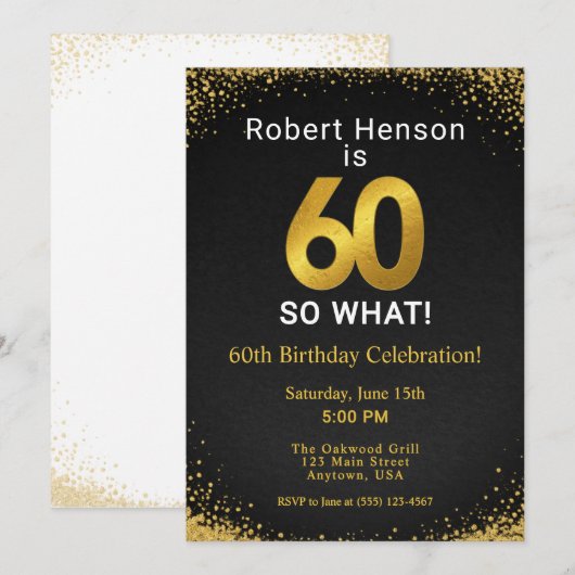 60 So What Black Gold 60th Birthday Kaart (Voorkant / Achterkant)