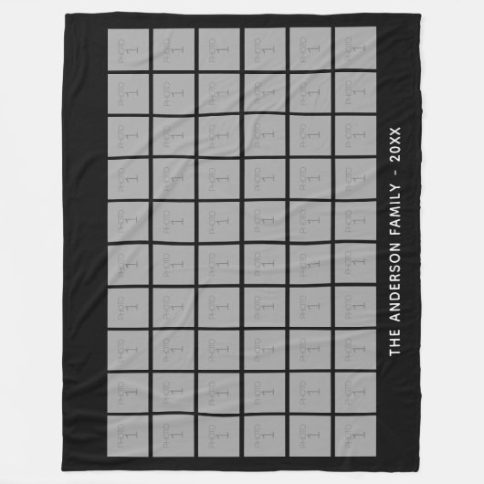 60 Square Photo Collage met eenvoudige tekst Fleece Deken (Voorkant)