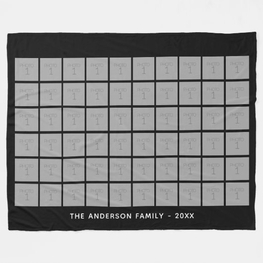 60 Square Photo Collage met eenvoudige tekst Fleece Deken (Voorkant (Horizontaal))