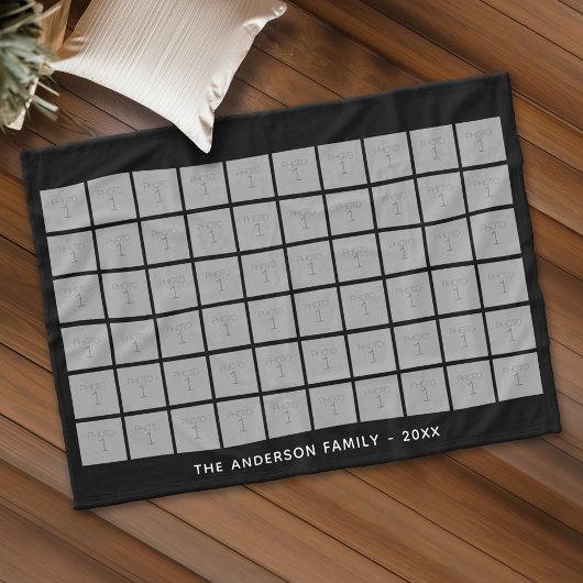 60 Square Photo Collage met eenvoudige tekst Fleece Deken
