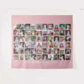 60 Square Photo Collage met Tekst - wazig roze Wandkleed (Voorkant (horizontaal))