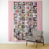 60 Square Photo Collage met Tekst - wazig roze Wandkleed (In situ)