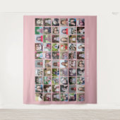 60 Square Photo Collage met Tekst - wazig roze Wandkleed (Voorkant)