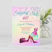 60 Stap in elegante glitter kleurrijke verjaardag Kaart (Staand voorkant)