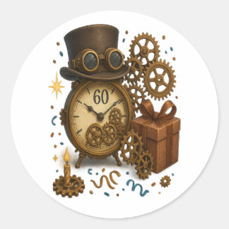 60 & Tijdloos – Steampunk Celebration Ronde Sticker