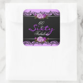 60 Uitstekend 60e Verjaardagsfeestje Mauve Rozen Vierkante Sticker (Tas)