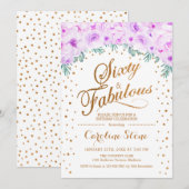 60 Uitstekend Verjaardagsfeest - Wit Goud Paarse Kaart (Voorkant / Achterkant)