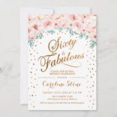 60 Uitstekend Verjaardagsfeest - Wit Goud Roze Kaart (Voorkant)