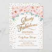 60 Uitstekend Verjaardagsfeest - Wit Goud Roze Kaart (Voorkant / Achterkant)