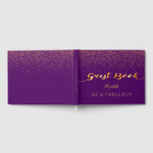 60 Uitstekende verjaardag paarse gouden confetti Gastenboek (Volledig)