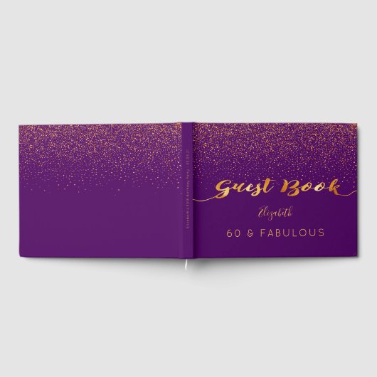 60 Uitstekende verjaardag paarse gouden confetti Gastenboek (Volledig)