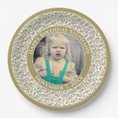 60 Uw foto Willekeurige nummerpatroon Goud/Wit Papieren Bordje (Voorkant)