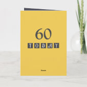 60 vandaag grijs geel 60e verjaardag kaart (Achterkant)