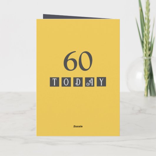 60 vandaag grijs geel 60e verjaardag kaart (Achterkant)