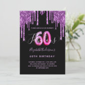 60 & verbluffend glitter met zwarte paarse glanzen kaart (Staand voorkant)