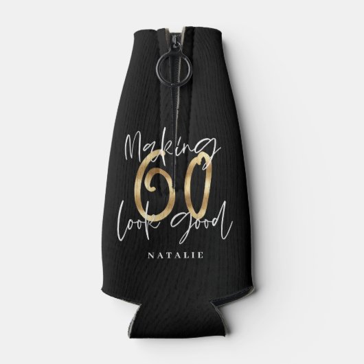 60 voor een goed goud feestdag flesjeskoeler (Achterkant)