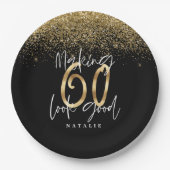 60 voor een goed goud feestdag papieren bordje (Voorkant)