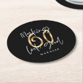 60 voor een goed goud feestdag ronde kartonnen onderzetter (Gebogen)