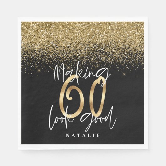 60 voor een goed goud feestdag servet (Voorkant)