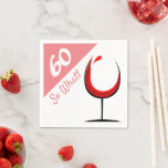 60 wat een Rood Wijnglas Funny 60th Birthday Servet<br><div class="desc">60. Wat een schimmels van rode wijn citeert 60th Birthday Napkins. Grappig en inspirerend citaat 60 Dus wat en een abstract wijnglas met rode wijn - perfect voor een persoon met een gevoel van humor. U kunt de leeftijd en de tekst wijzigen.</div>