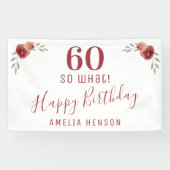 60 wat Red Rose Floral 60th Birthday Party Spandoek (Horizontaal)