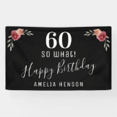 60 wat Red Rose Floral 60th Birthday Party Spandoek (Horizontaal)