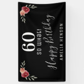 60 wat Red Rose Floral 60th Birthday Party Spandoek (Verticaal)