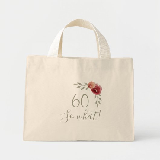 60 wat Waterverf Roos Floral 60th Birthday Mini Tote Bag (Voorkant)