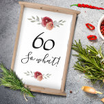 60 Wat Waterverf Roos Funny 60th Birthday Dienblad<br><div class="desc">60 Wat Waterverf Roos Funny 60th Birthday Serving Tray. Floral ontwerp met manuscript 60 zo wat. Het ontwerp bevat een positief en grappig citaat 60, dus wat en mooie rode waterverf rozen en draden. Het schort is geweldig voor een vrouw die haar zestigste verjaardag viert en een gevoel van humor...</div>