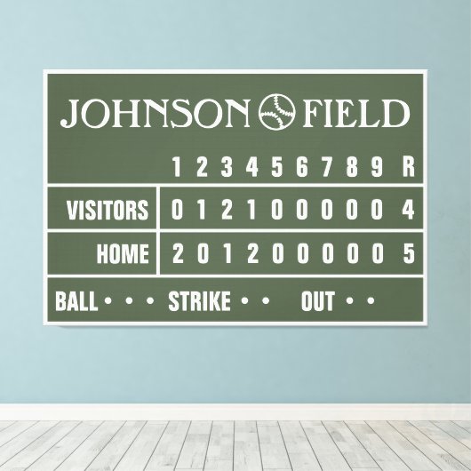 60 x 40-inch Baseball Scoreboard Wrapped Canvas (Insitu (Houten vloer))