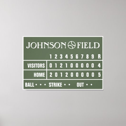 60 x 40-inch Baseball Scoreboard Wrapped Canvas (Voorkant)