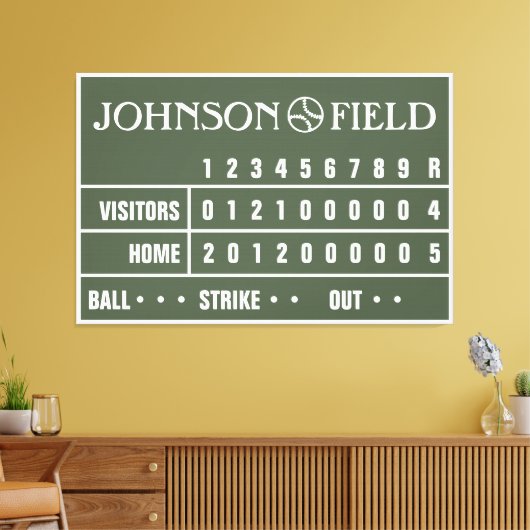 60 x 40-inch Baseball Scoreboard Wrapped Canvas (Insitu (Woonkamer))