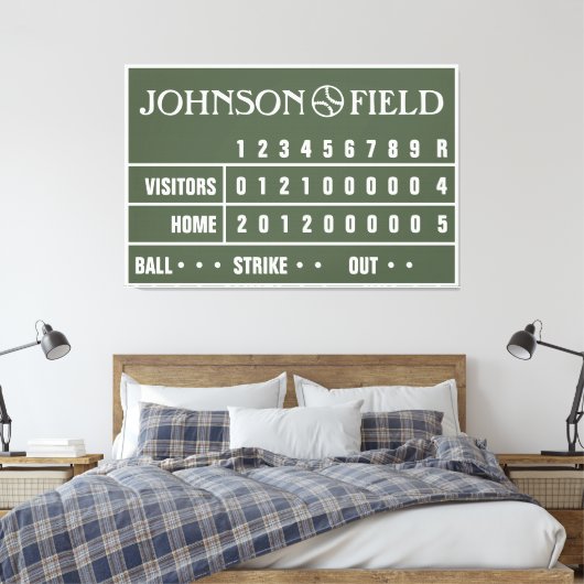 60 x 40-inch Baseball Scoreboard Wrapped Canvas Afdruk (Insitu (Slaapkamer))