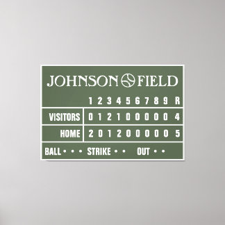 60 x 40-inch Baseball Scoreboard Wrapped Canvas Afdruk